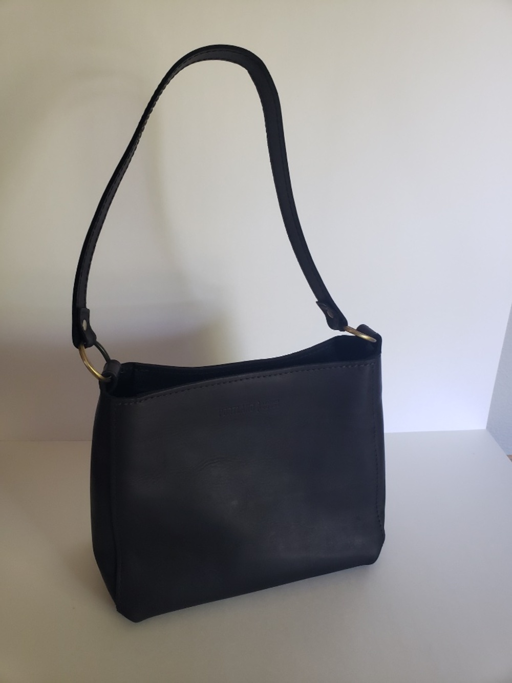 Portland Leather Triangle Shoulder Bag - Matte Black